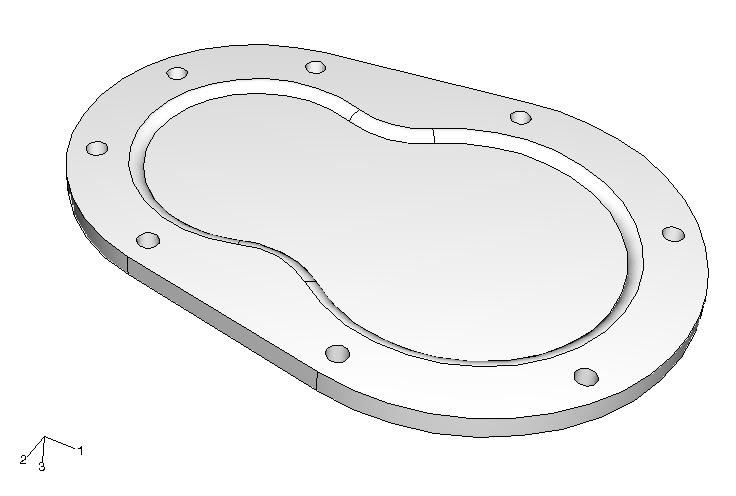 Flanged elliptical cover plate modeled as native geometry